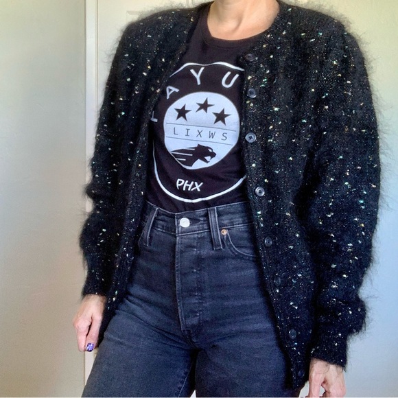 Vintage Carducci cardigan sweater, black, size small - Picture 2 of 16